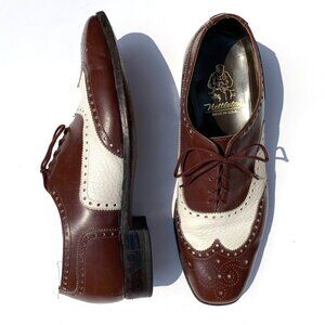 Vintage Nettleton Men’s Two Tone Wingtip Oxford Shoes Brown & White 10.5